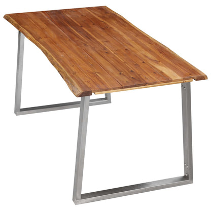 Mesa De Comedor Madera De Acacia Y Acero Inoxidable 160x80x75cm_1