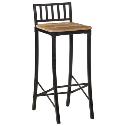 Taburetes Altos 2 Uds Madera Maciza De Mango Rugosa_2
