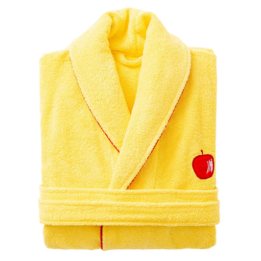 Albornoz L/xl 380gsm 100%algodon Amarillo Con Manzana Roja Benetton Fruits Be_0