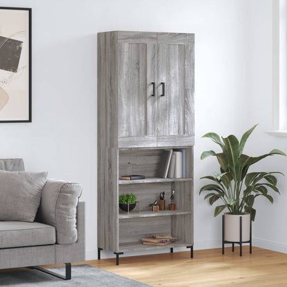 Aparador Alto Madera Contrachapada Gris Sonoma 69,5x34x180 Cm_0