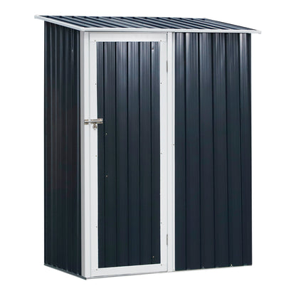 Outsunny Cobertizo De Acero 1,27㎡ 143x89x186cm Con Techo Inclinado Y Puerta Gris_0
