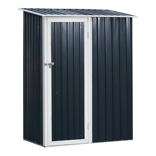 Outsunny Cobertizo De Acero 1,27㎡ 143x89x186cm Con Techo Inclinado Y Puerta Gris_0