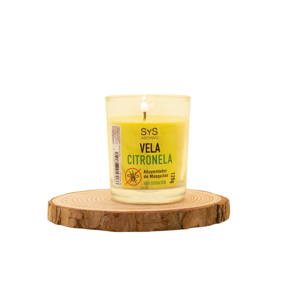 Vela Aromática de Citronela SYS Aromas 120 g | Hasta 40 Horas | Aroma Cítrico Herbal | Ayuda a Ahuyentar Mosquitos_0