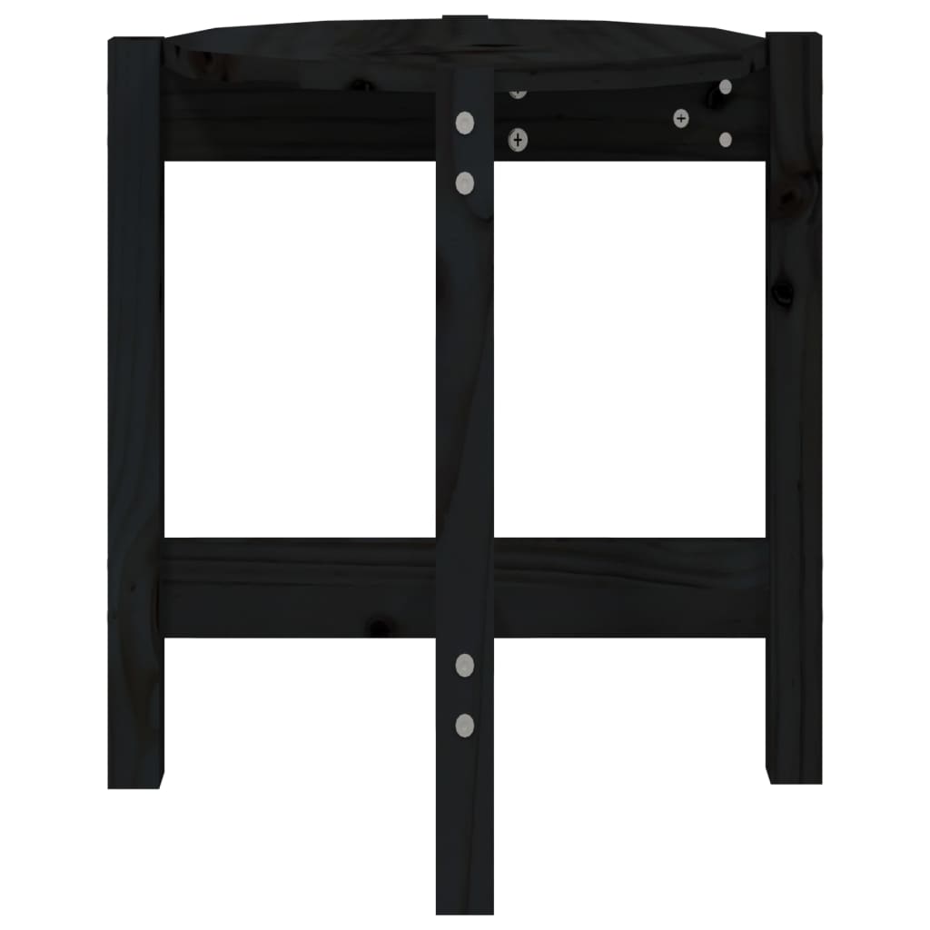 Mesa De Centro De Madera Maciza De Pino Negro Ø42,5x45 Cm_4