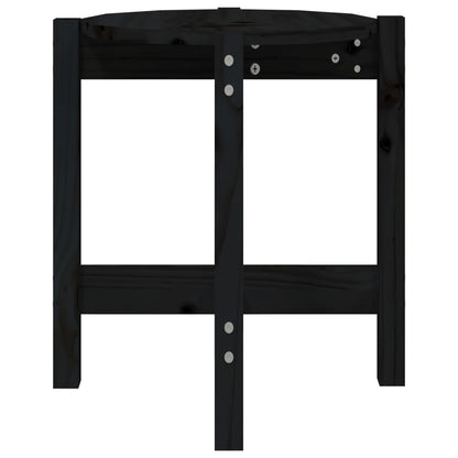 Mesa De Centro De Madera Maciza De Pino Negro Ø42,5x45 Cm_4