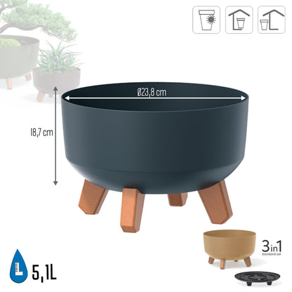 Macetero Color Antracita,sin Depósito , Colección Gracia De 23,8cm X 23,8cm X 18,7cm Cm, Capacidad De 5,1 L._2