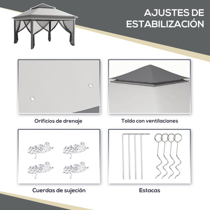 Outsunny Carpa Plegable 3,26x3,26x2,72 M Con Doble Techo Altura Ajustable Gris_5