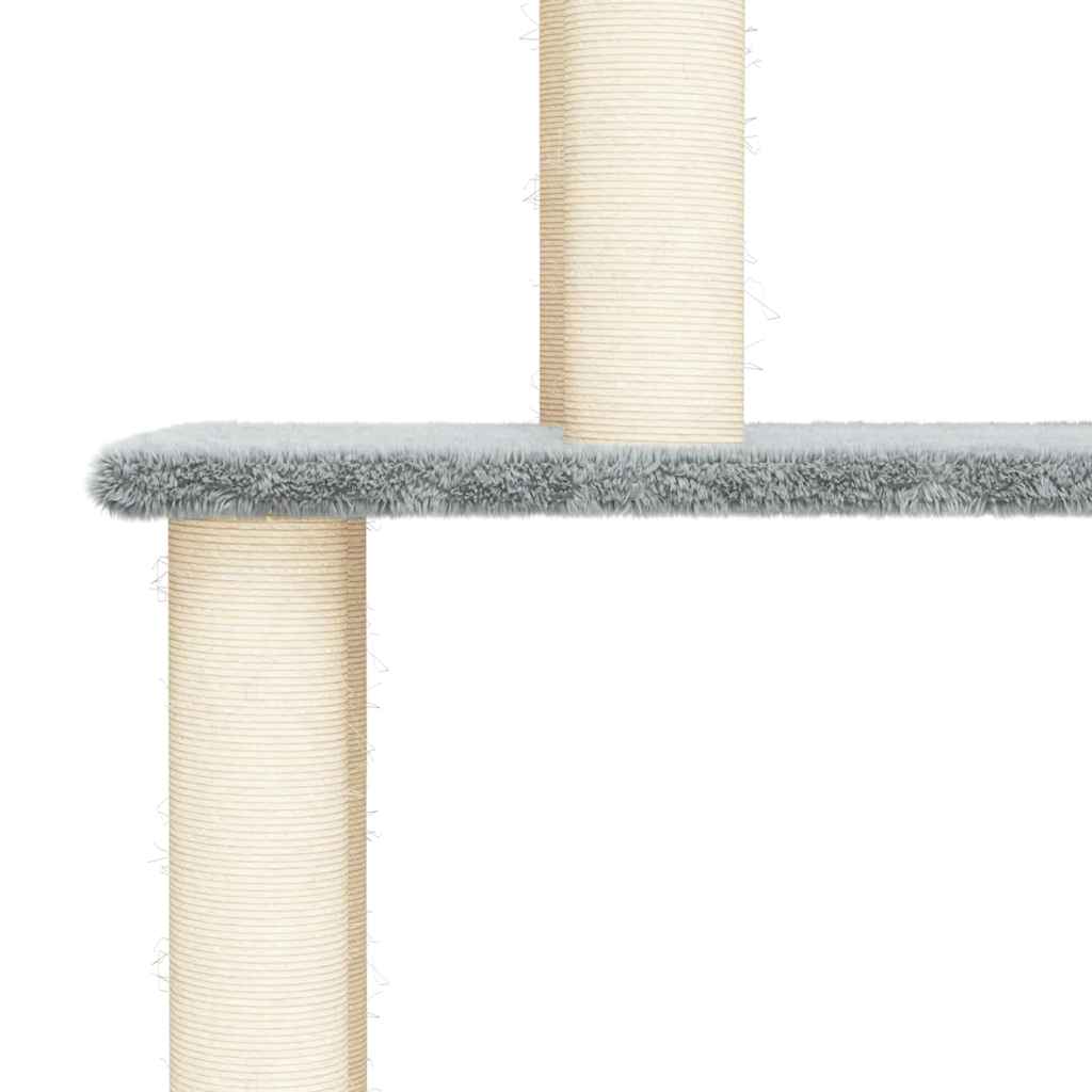 Rascador Para Gatos Con Postes De Sisal Gris Claro 183 Cm_4