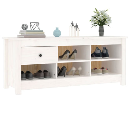 Armario Zapatero De Madera Maciza De Pino Blanco 110x38x45,5 Cm / Vetonek_4