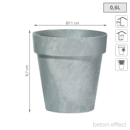 Maceta Cube Beton Effect 0,6l., Dimensiones (mm) 110x110x97, Color Hormigón_2