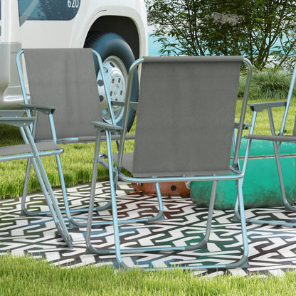 Outsunny Conjunto De 4 Sillas De Camping Plegables Con Reposabrazos Para Jardín_3