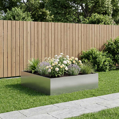 Macetero De Jardín Plateado 80 X 80 X 30 Cm Acero Galvanizado_1