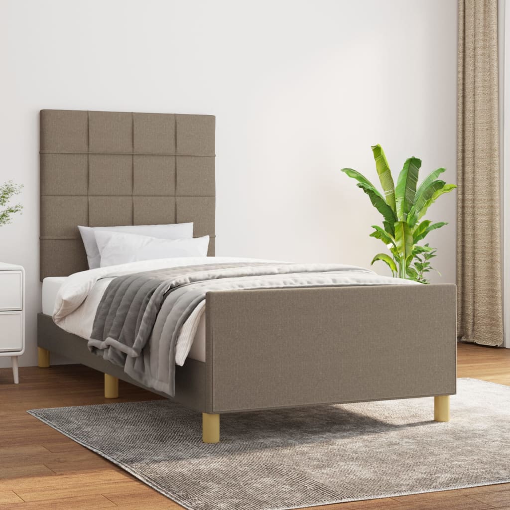 Estructura De Cama Con Cabecero De Tela Gris Taupe 90x200 Cm / Vetonek_3