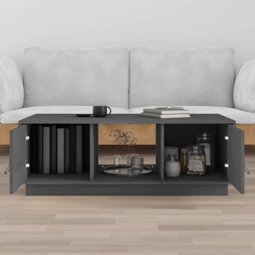 Mesa De Centro De Madera Maciza De Pino Gris 100x50x35 Cm_1