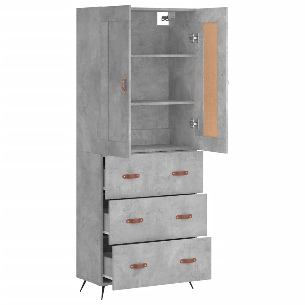 Aparador Alto Madera Contrachapada Gris Hormigón 69,5x34x180 Cm_3