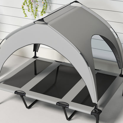 Pawhut Cama Elevada Para Perros Grandes Con Toldo 106x76x94 Cm Gris Claro_3