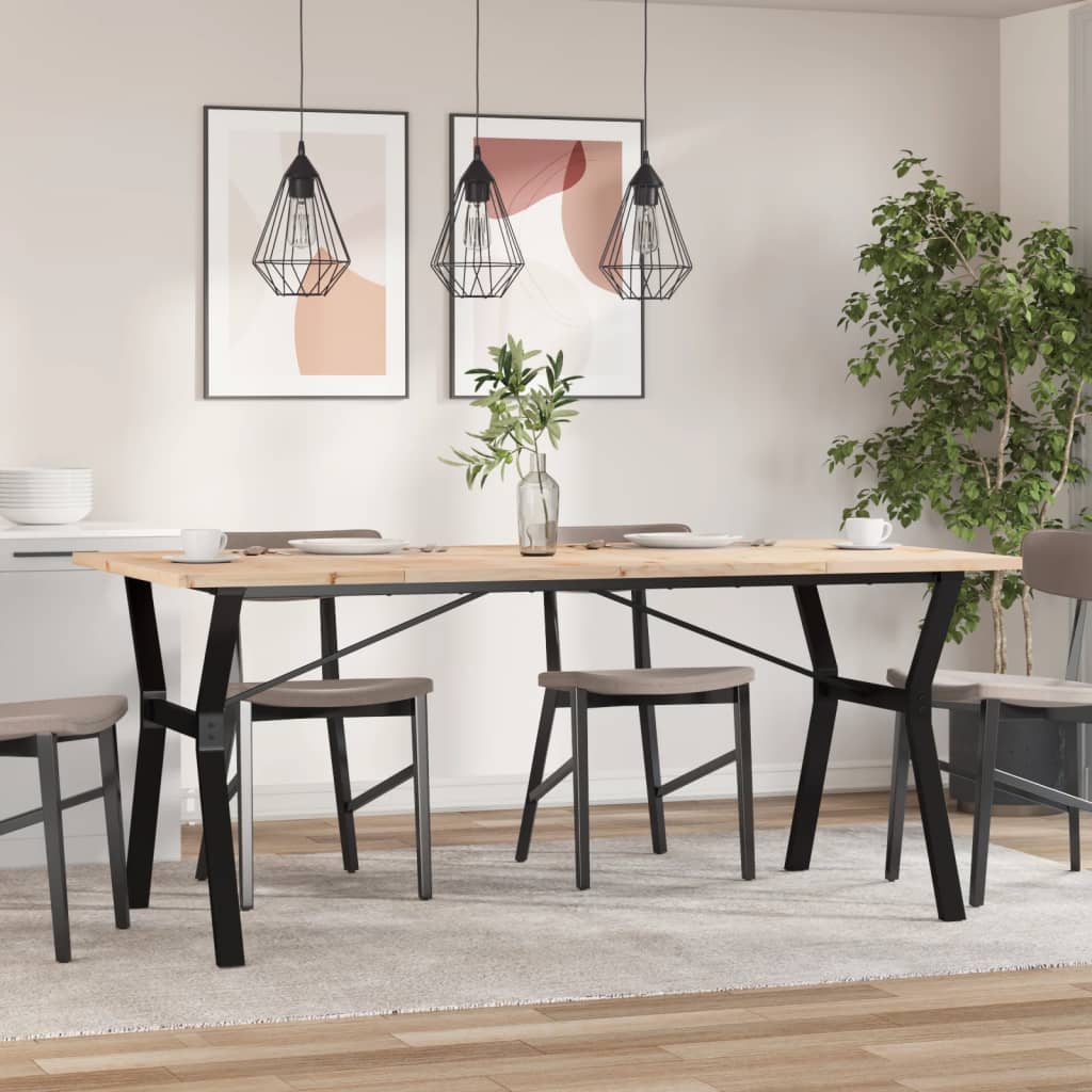 Mesa De Comedor Marco Y Madera Maciza Pino Acero 180x90x75,5 Cm_1