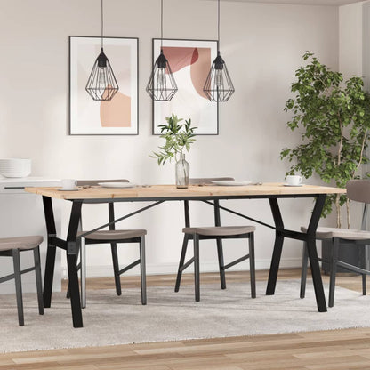Mesa De Comedor Marco Y Madera Maciza Pino Acero 180x90x75,5 Cm_1