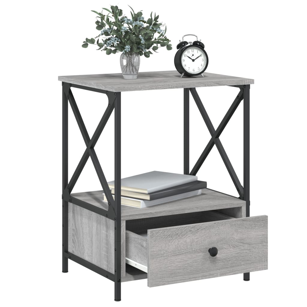 Mesita De Noche Madera De Ingeniería Gris Sonoma 50x41x65 Cm_2