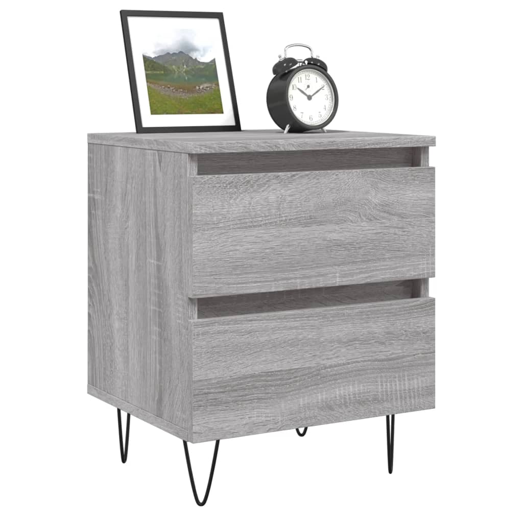 Mesita De Noche 2 Uds Madera Ingeniería Gris Sonoma 40x35x50 Cm_1