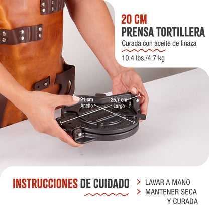 Victoria Prensa Tortillera Para Tortillas Mexicanas Hierro Fundido Curado 20cm, Pataconera Colombiana, 36997, Negro_3