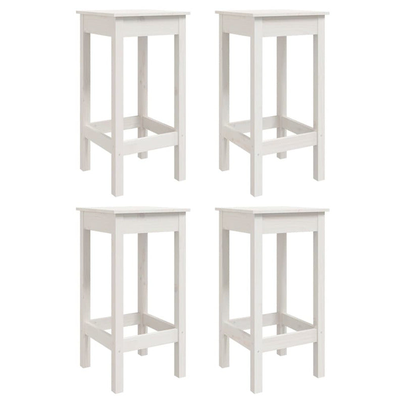 Vidaxl Set De Mesa Y Taburetes Altos Jardín 5 Pzas Madera Pino Blanco_5