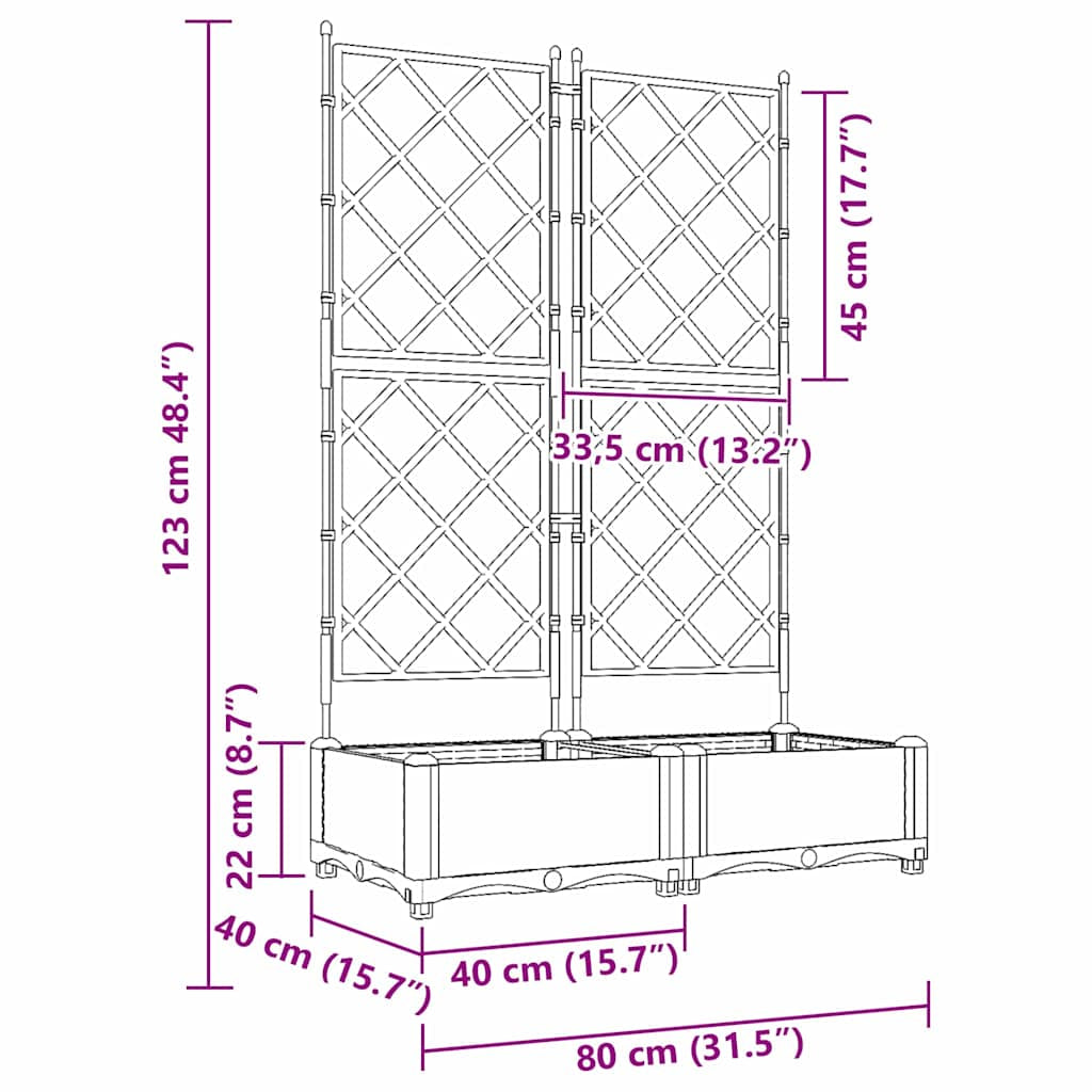 Vidaxl Maceta De Jardín Con Enrejado 2 Pcs Gris Claro_2