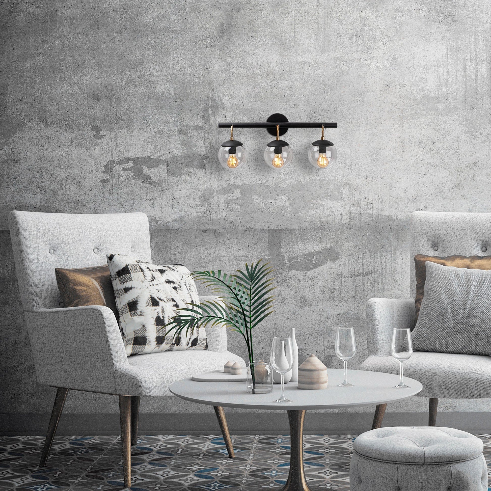 Aplique De Pared, Metal , Negro, 61x28x20, Casquillo 3 X E 27 Max 40 W_4