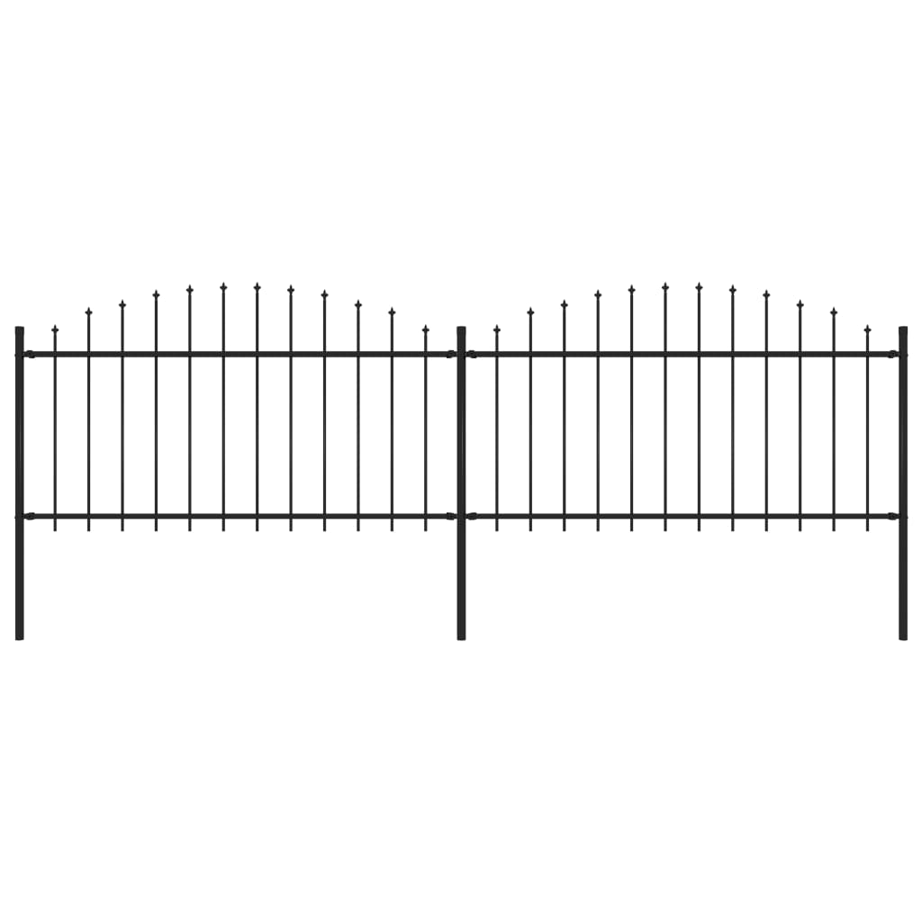 Valla De Jardín Con Puntas De Lanza Acero Negro (1,25-1,5)x3,4m / Vetonek_0