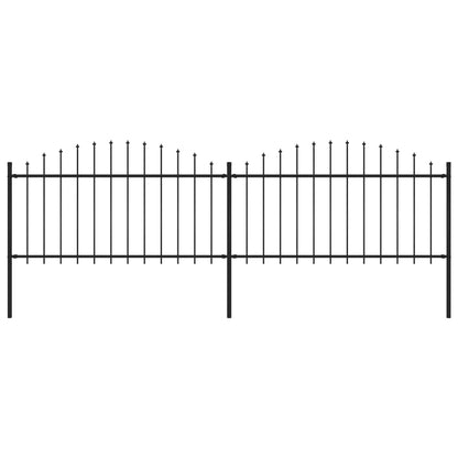 Valla De Jardín Con Puntas De Lanza Acero Negro (1,25-1,5)x3,4m / Vetonek_0