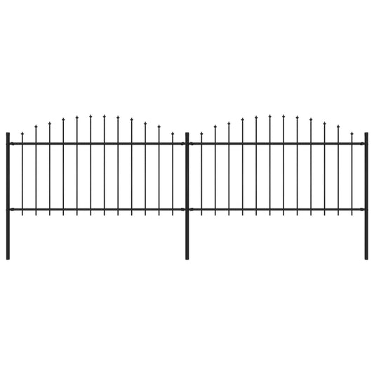 Valla De Jardín Con Puntas De Lanza Acero Negro (1,25-1,5)x3,4m / Vetonek_0