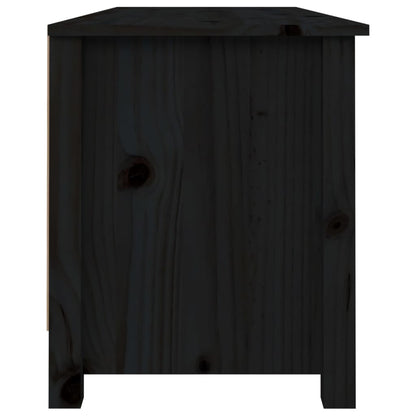 Banco Zapatero Madera Maciza De Pino Negro 110x38x45,5 Cm / Vetonek_0