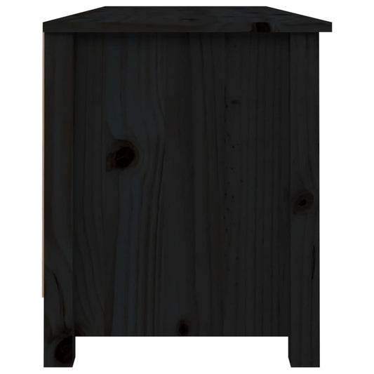 Banco Zapatero Madera Maciza De Pino Negro 110x38x45,5 Cm / Vetonek_0