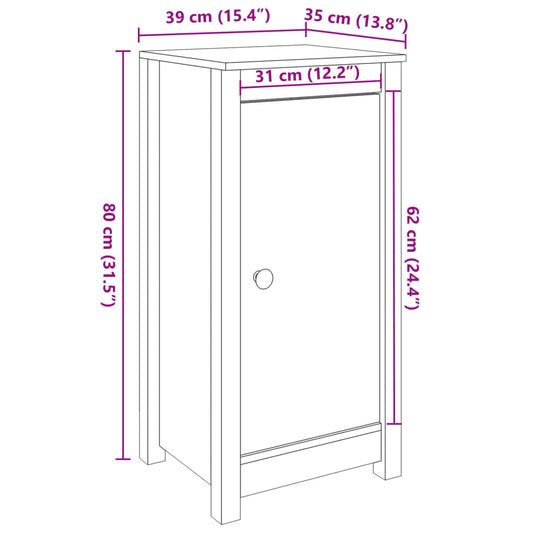 Aparador De Madera Maciza De Pino Negro 39x35x80 Cm / Vetonek_0