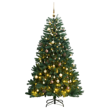 Vidaxl Árbol Navidad Artificial Con Bisagras 150 Led Y Bolas 120 Cm_0