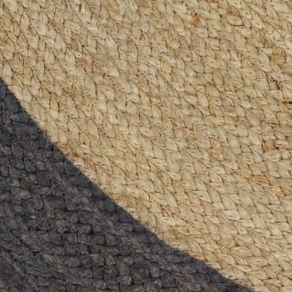 Alfombra Hecha A Mano De Yute Con Borde Gris Oscuro 120 Cm / Vetonek_2