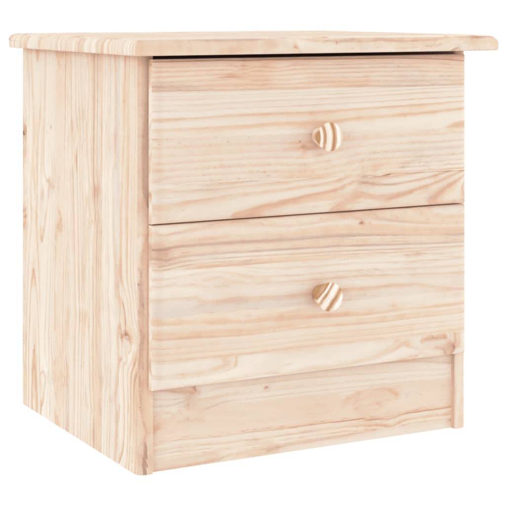 Mesita De Noche Alta Madera Maciza De Pino 41x35x41 Cm_0