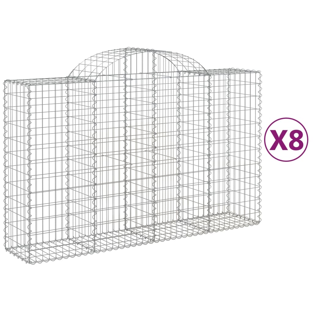 Cestas De Gaviones 8 Uds Forma De Arco Hierro 200x50x120/140 Cm_0