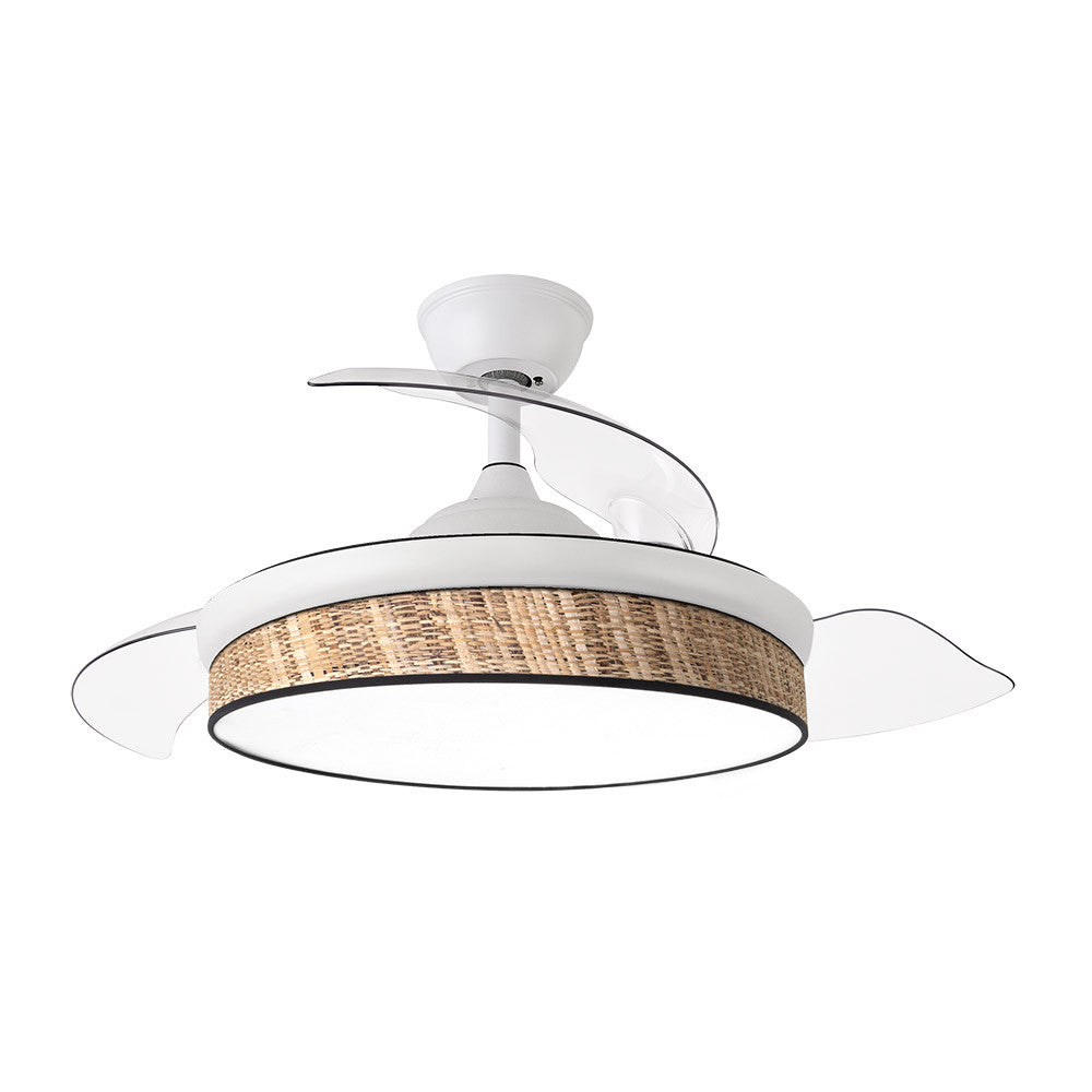 Ventilador Dc Moda 72w Blanco/caã±izo Oscuro 108d 3aspas 7200lm 3000k,4000k,6000k Remoto+memoria+temporizador_1