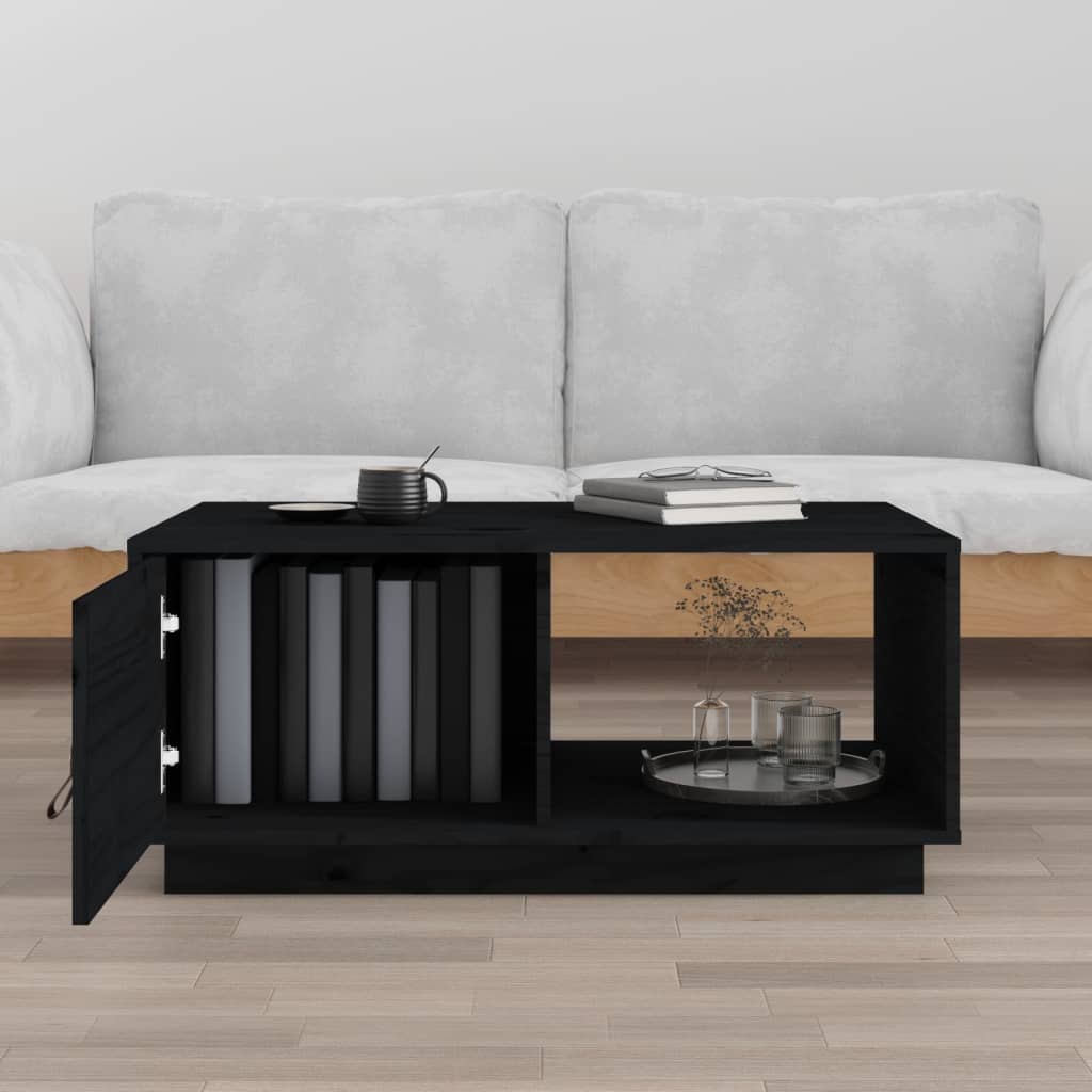 Mesa De Centro De Madera Maciza De Pino Negro 80x50x35,5 Cm_1