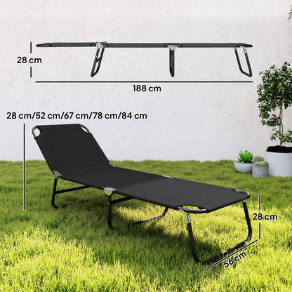 Outsunny Tumbona Plegable Reclinable Ajustable De 5 Posiciones 188x56x28cm Negro_2