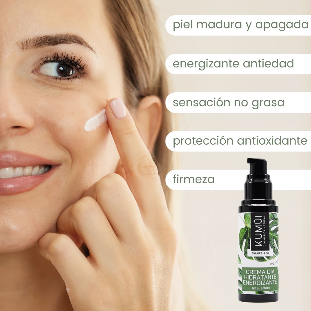 Crema Día Facial Antiedad Energizante Total Effect - Con Prebióticos, Acido Hialuronico y Algas Reafirmantes KUMUI 30ml_1