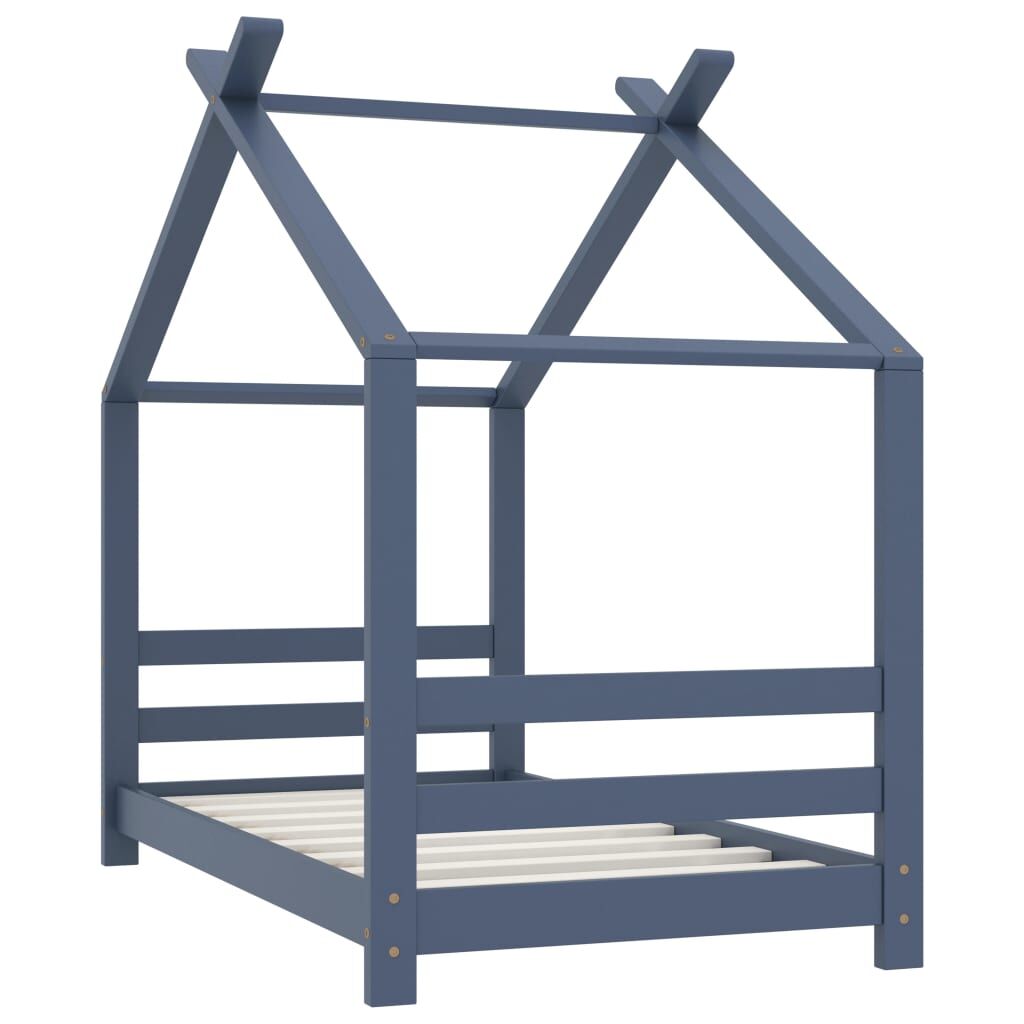 Vidaxl Estructura De Cama Infantil Madera Maciza Pino Gris 70x140 Cm_1