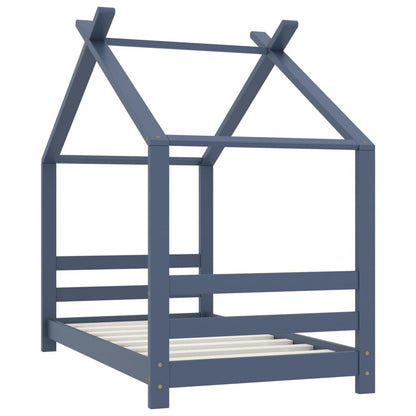 Vidaxl Estructura De Cama Infantil Madera Maciza Pino Gris 70x140 Cm_1