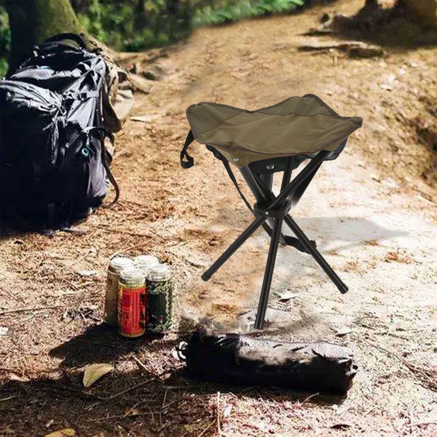 Well Home Taburete Con 4 Patas Plegable En Acero Y Poliéster 33x33x40cm_3