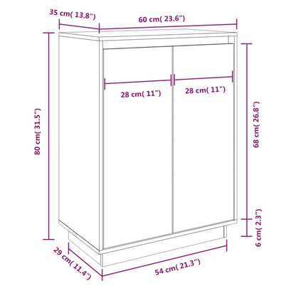 Armario Zapatero De Madera Maciza De Pino 60x35x80 Cm / Vetonek_3