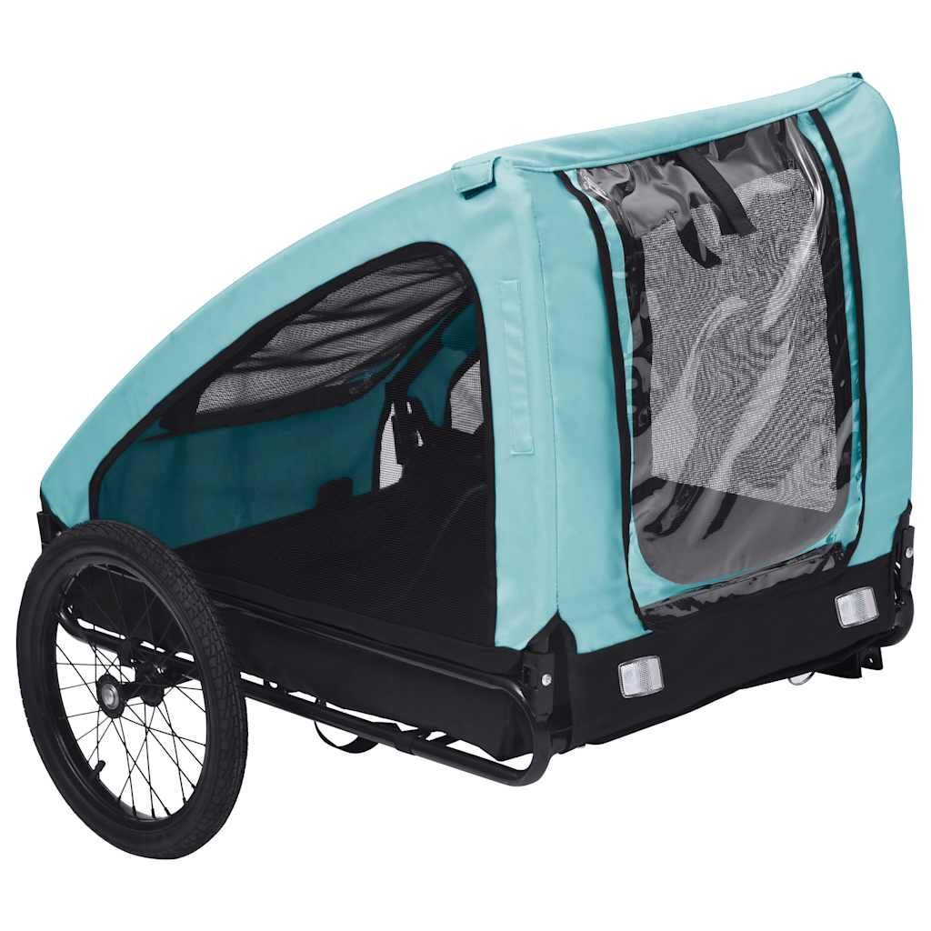Vidaxl Remolque De Bicicleta Para Mascotas Azul Y Negro_4