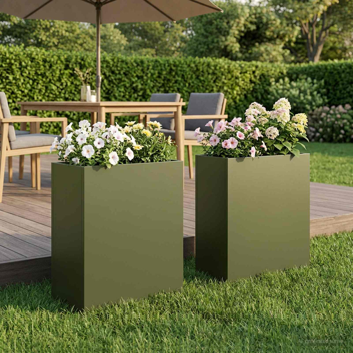 Macetero De Jardín 2 Uds. Verde Oliva 40 X 20 X 40 Cm_1