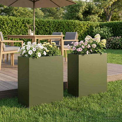 Macetero De Jardín 2 Uds. Verde Oliva 40 X 20 X 40 Cm_1