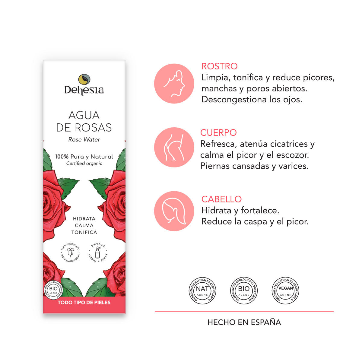 Tónico Facial | Agua Pura De Rosas Damascena Bio 250ml_1